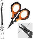 Fishing Scissors for Braided Line, Stainless Steel Line Cutter Shears with Serrated Ergonomic Handle, Lightweight 26g, Includes Safety Wrist Lanyard, Ideal for Fishing Tools
