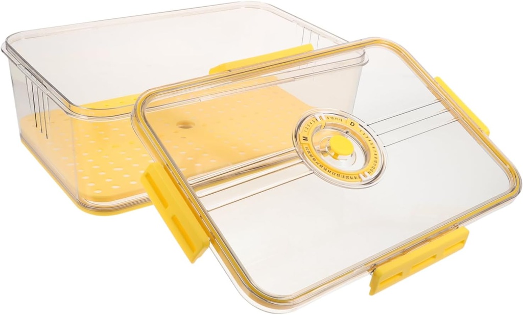 Fridge Storage Box Airtight Lid and Drain Tray Reusable Bread Container for Fruits Vegetables and Snacks Kitchen Organizer for Fresh Food Preservation
