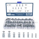 OCR 48PCS Jack Nuts Petal Nuts,M4,M5,M6,M8 Expansion Screw Petal Nut,Thins Fixings Dowels with Screws for Tin, Billboard, Cardboard, Aluminium Alloy