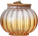 Pumpkin Glass Container Candy Dish Food Storage Jar with Seal Wooden Lid