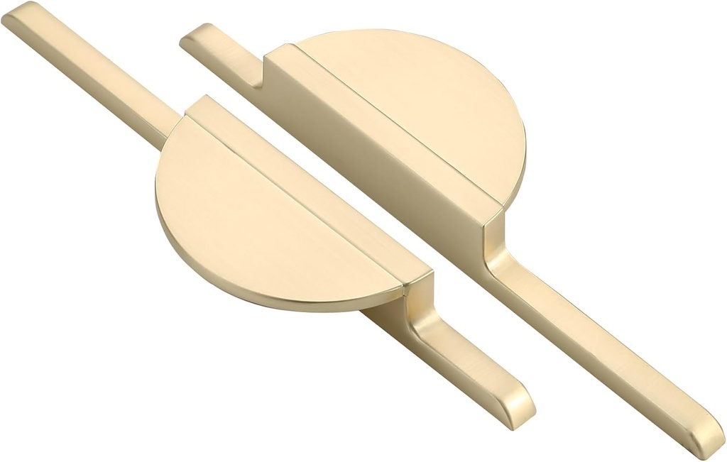 Alzassbg 4 Pack Brushed Gold Cabinet Pulls, 2-1/2 Inch(64mm) Hole Centers Half Moon Cabinet Handles Kitchen Hardware for Cabinets Drawers AL3901BG