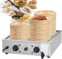 Four-Hole Food Steamer, Commercial Steamed Bun Oven, Electric Hot Food Warmer 30-110℃ Temper, Stainless Steel Steamed Bun Machine, U-shaped Heating Tube, for Restaurant/Store/Home