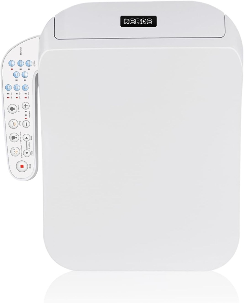 KERDE F30 Square Electric Bidet Seat, Smart Toilet Cover, Heated Water Cleansing, Warm Air Drying, Seat Constant Temperature, Adjustable Temperature, Front-to-Back Nozzle Massage