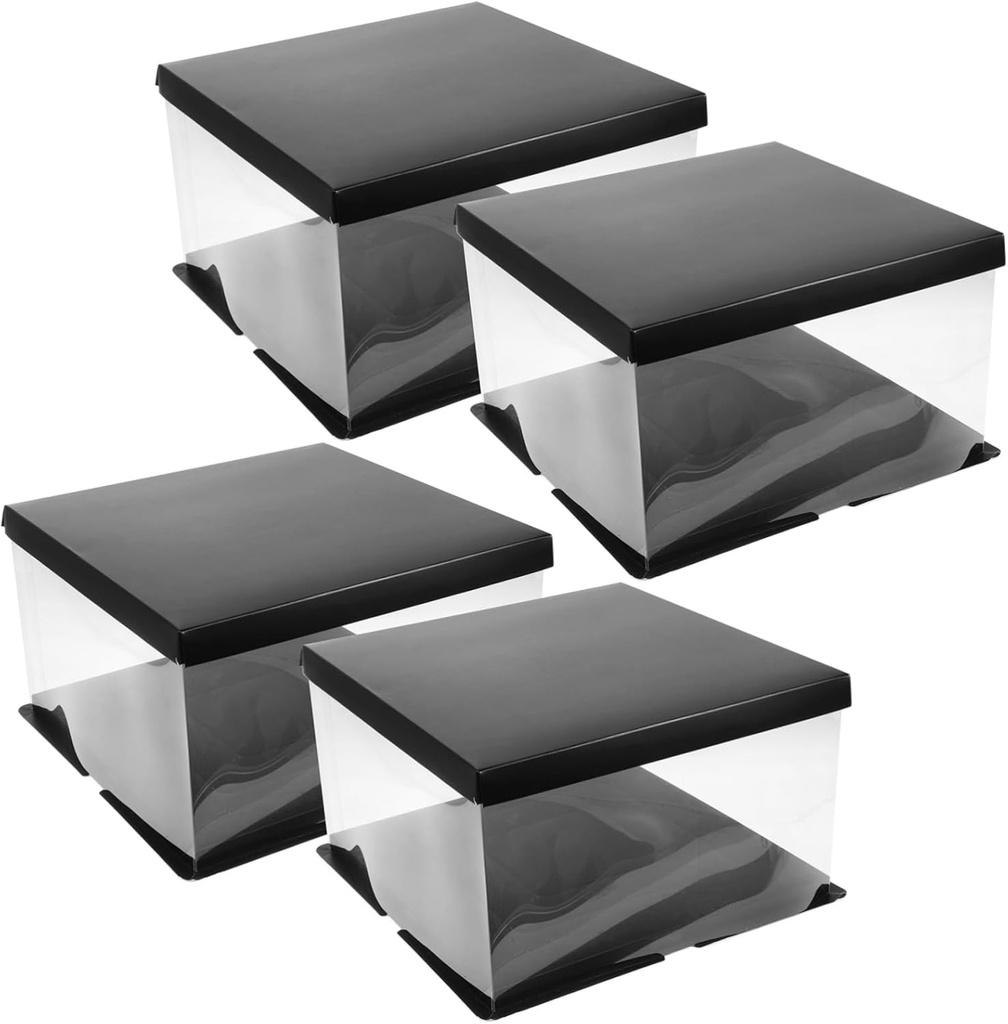 4Pcs Transparent Cake Boxes Clear Bakery Containers for Birthday Wedding Party Portable Food Packaging with Lightweight Design