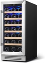 Yeego Wine Fridge Cooler - 15 Inch Wine Fridge Hold 33 Bottles, 40-65°F Wine Refrigerator Glass Door, Built in, Freestanding Under Counter Fridge for Beer Soda Drink Home Bar Office