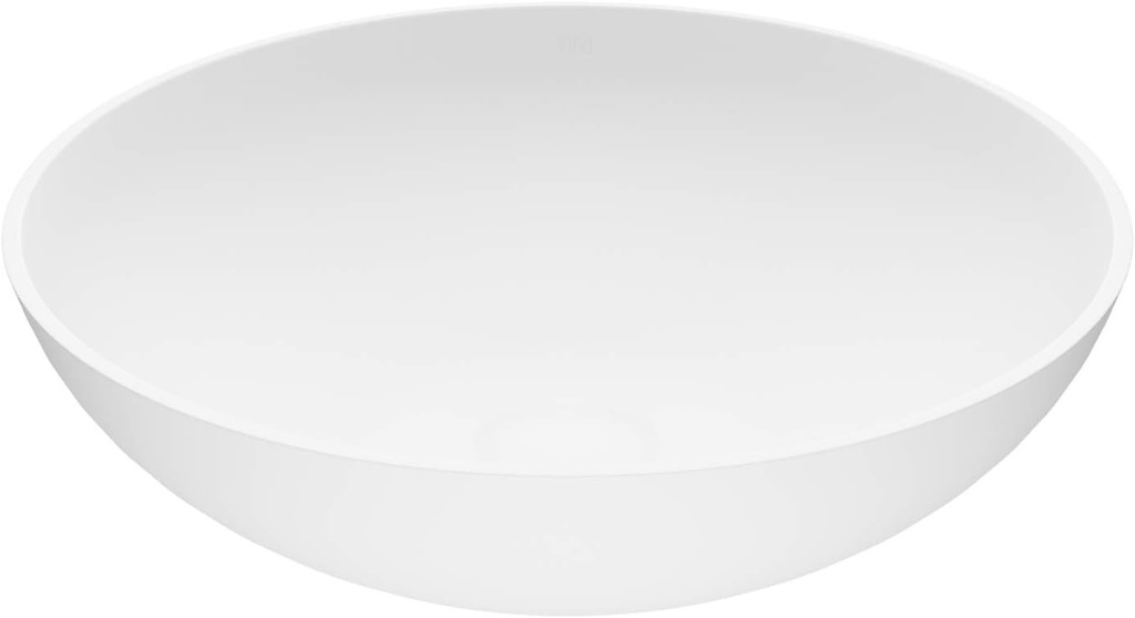 VIGO Lotus 16"L x 16"W x 5"H Over the Counter Matte Stone Round Vessel Bathroom Sink in White -VG04015