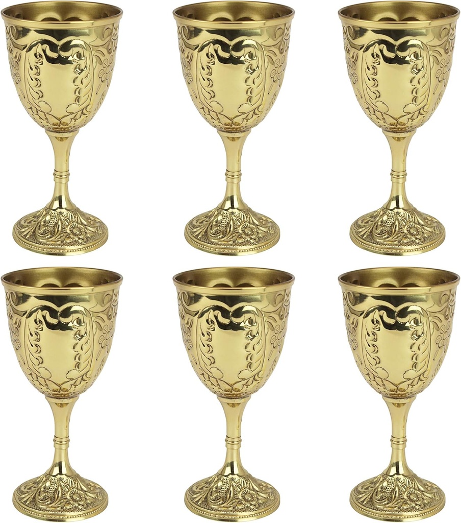 Design Toscano The King's Royal Chalice Cup, 6 Inch, Set of Six, Embossed Brass,