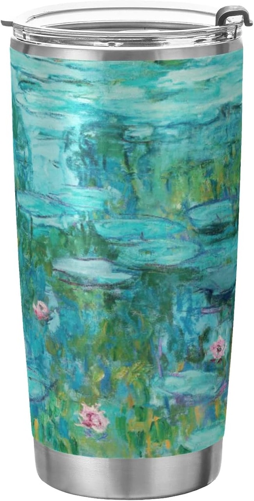 ALAZA Monet Painting Tumbler with Lids and Straws,Reusable Stainless Steel Vacuum Insulated Tumbler Cup,Iced Coffee Travel Mug Water Bottle 20oz(590ml)