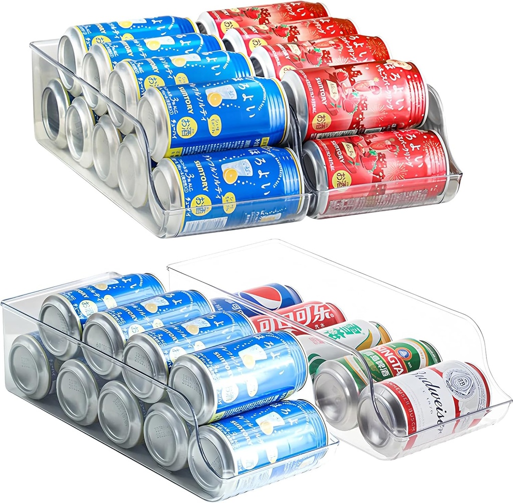 2 Pack Soda Can Organizer, Refrigerator Beverage Organizer with Sliding Tray, Suitable for Refrigerator/Cabinet/Countertop Soda Can (2 PACK)