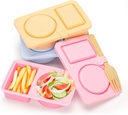 3 PCS Reusable Silicone Snack Containers with Lids Double Compartment Snack Box Container for Food (3P)
