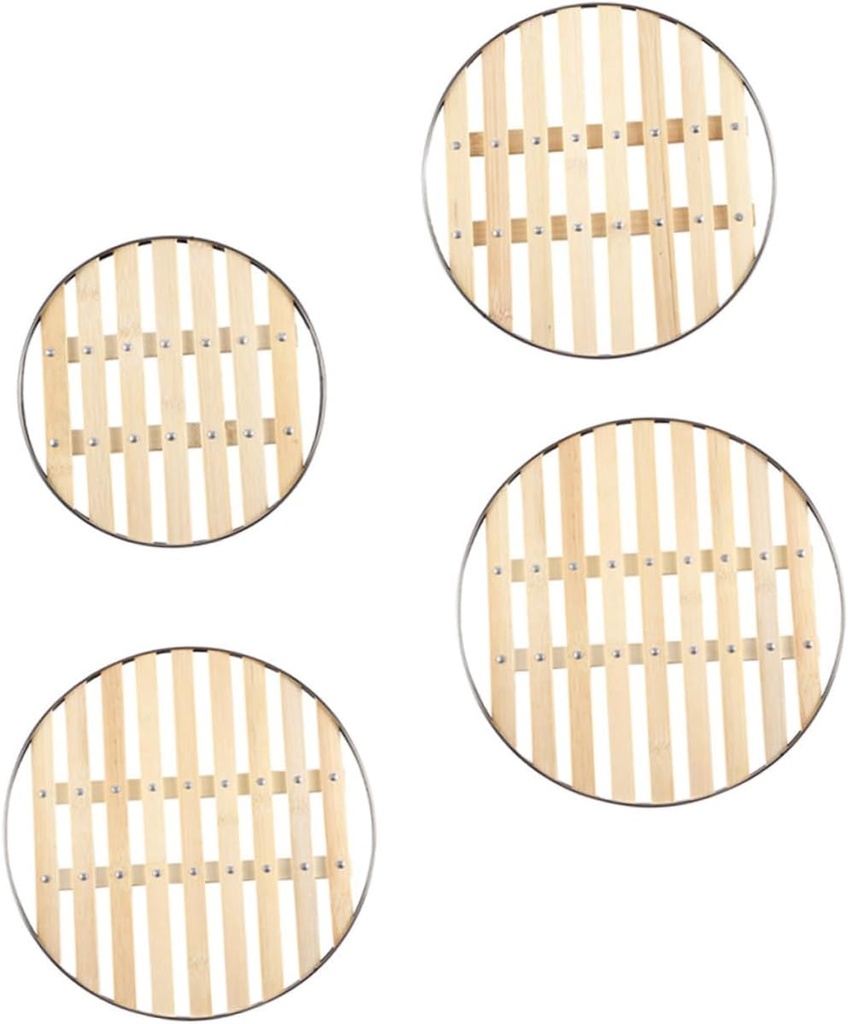 TIDTALEO 4pcs Bamboo Steamer Rack Set Eco-friendly Food Steamer Racks for Cooking Sturdy and Moisture-resistant for Steaming Fish Vegetables Eggs and More