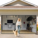 Garage Door Screen 1 Car 8x7ft Garage Screen Door,Upgraded PET Mesh Stronger Than Fiberglass and Polyester,Heavy Duty Weighted Bottom and Magnetic Closure,Hands Free,Easy Assembly