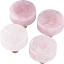 mookaitedecor Set of 4 Rose Quartz Drawer Knobs with Screws, Crystal Stone Pull Handles for Dresser Wardrobe Kitchen Decorative