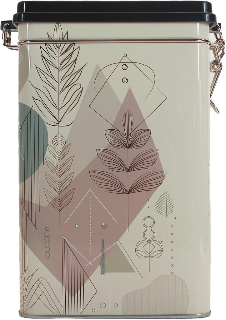 Coffee Tin Canister with Lid - Air Tight Ground Coffee Storage Container - Boho Style - 60 fl Oz