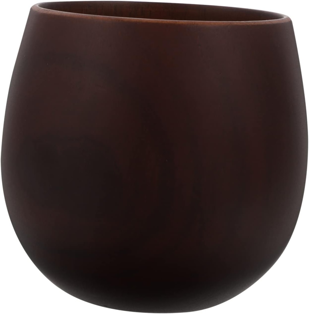 OUNONA 1pc Wooden Sake Serving Cup Deep Brown Multipurpose Teacup for Water Tea and Juice Comfortable Grip and Capacity Household