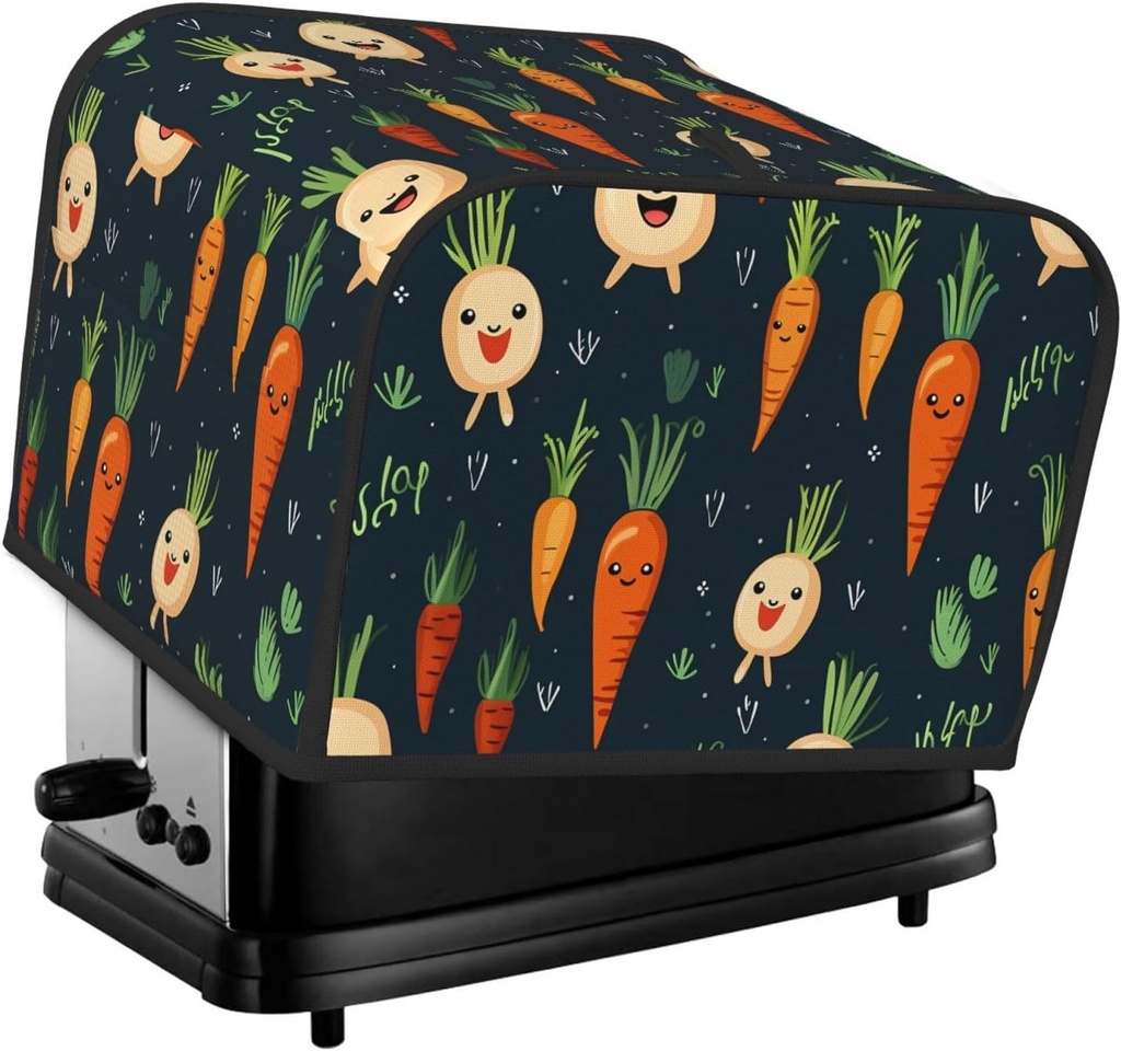 4 Slice Toaster Cover with Pocket Universal Size Toasters Dusts Covers Happy carrot Bread Machine Cover & Protection Bread Machine Protector Small Kitchen Appliance Covers
