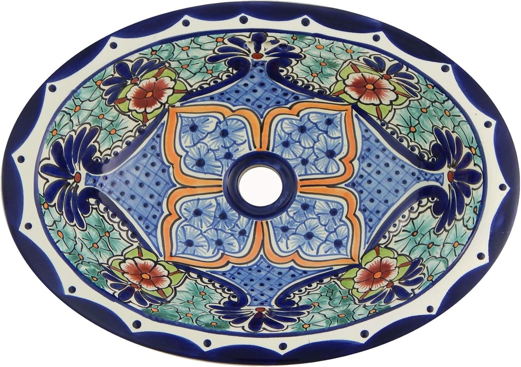 Mexican Sink Bathroom Handmade Sink Hand Painted 16 x 11.5# 195