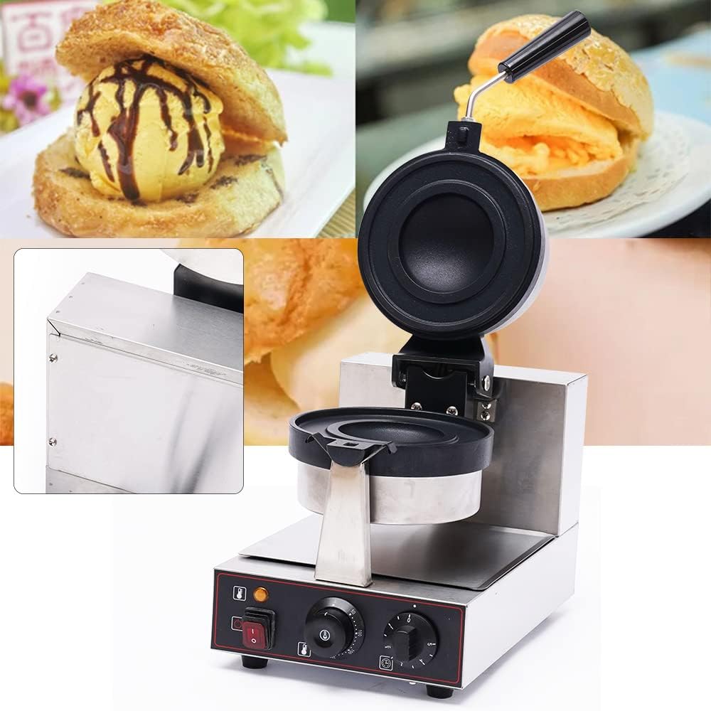 Mini Waffle Maker Ice Cream Filling Waffle Maker UFO Burger Waffle Maker Electric Hamburger Sandwich Maker Panini Press Grill and Waffle Iron Set (Single)