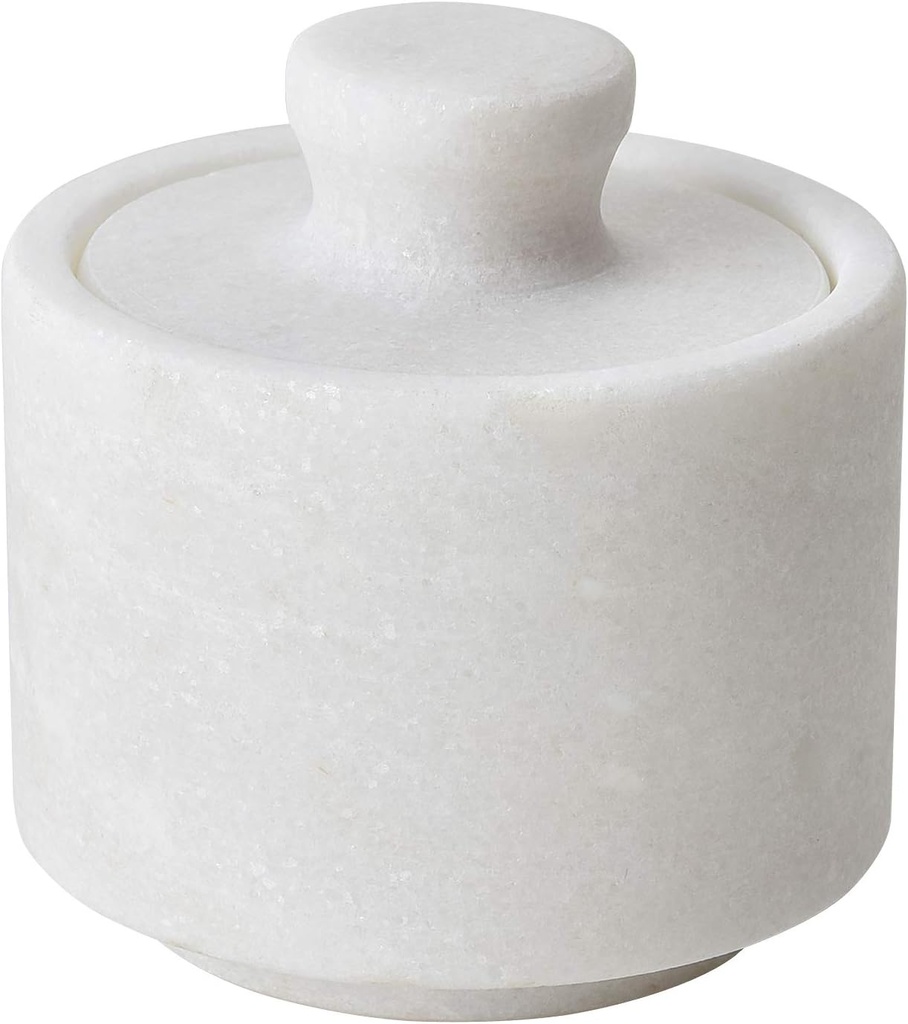 White Marble Salt Cellar Keeper With Lid