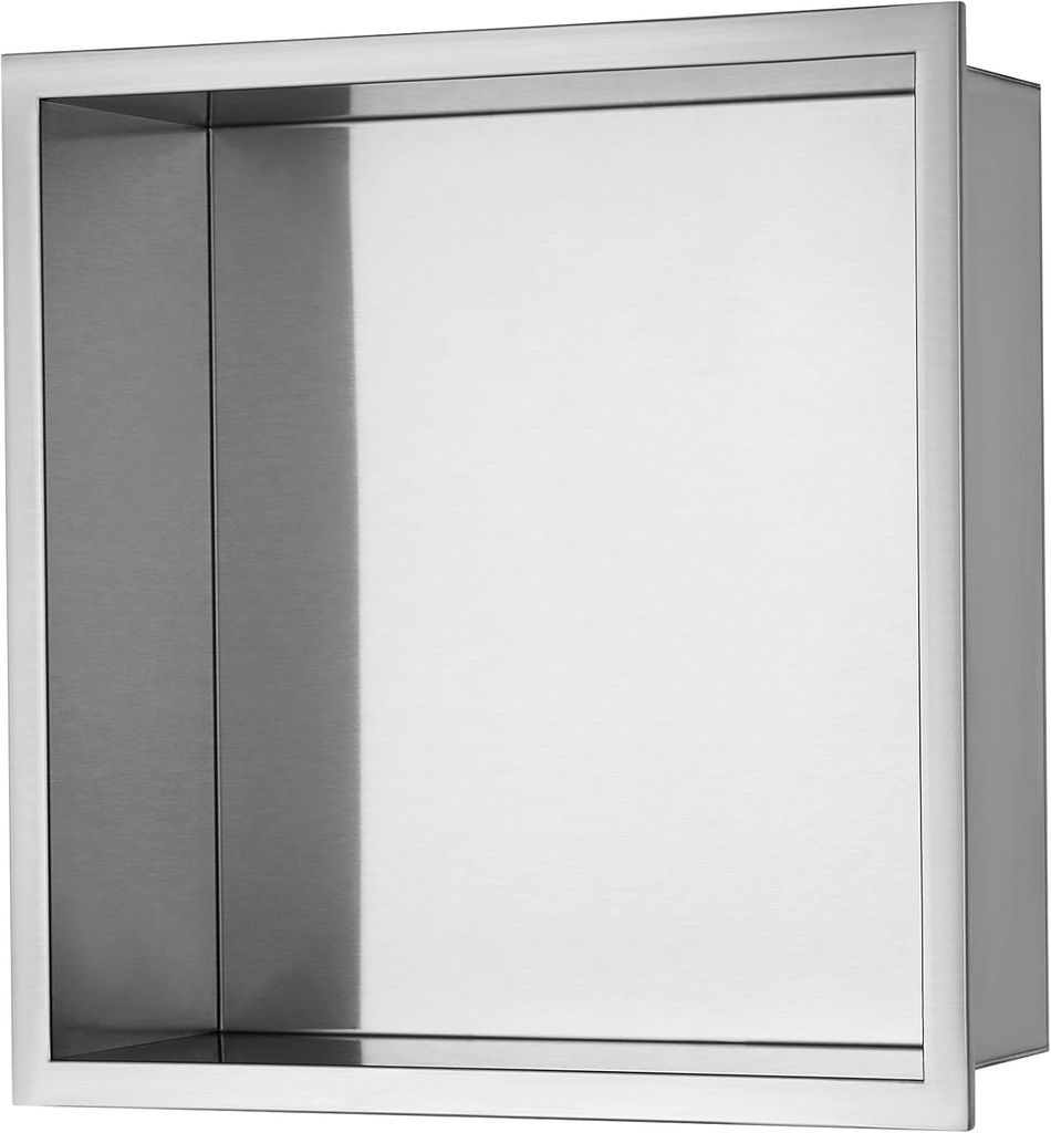 VEVOR Shower Niche No Tile Needed, Stainless Steel Niche for Shower Wall, Sealed Waterproof Rust-Resistant Bathroom Niche for Storage, 13x13'' Single Shelf
