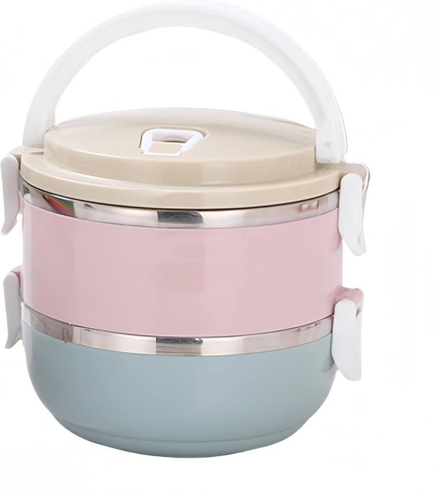 Portable Thermal Lunch Box: 304 Stainless Steel Thermal Lunch Containers, Leakproof Stackable Bento Box Adult, Food Storage for Office Outdoor Travel (2 Layers)