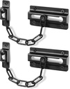 2 Pack Door Chain Lock Black, Security Door Chain for Inside Door, Premium Thickened Chain Door Lock with 12 Screws