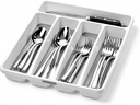 madesmart Classic Small Silverware Tray - White | CLASSIC COLLECTION | 5-Compartments | Icons help sort Flatware, Utensils and Cutlery | Soft-grip Lining and Non-slip Feet | BPA-Free