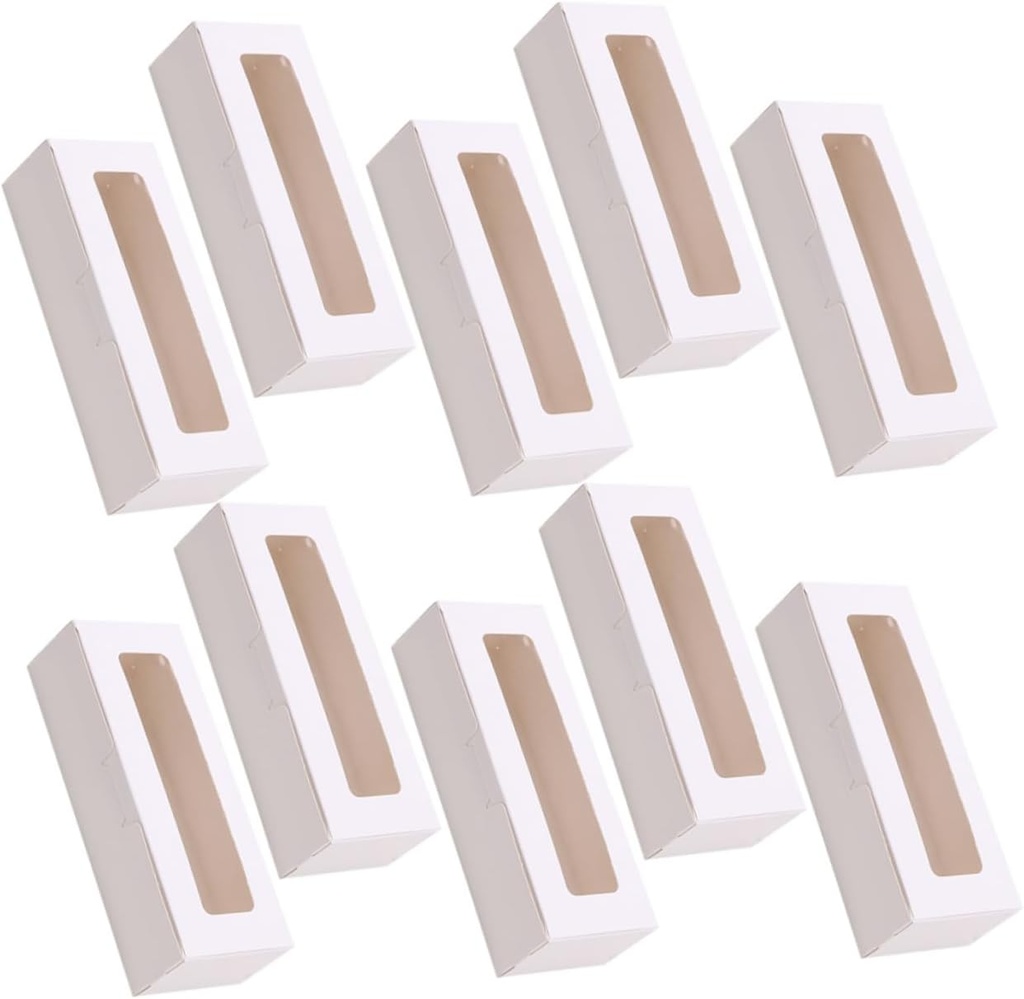 Luxshiny 20pcs Rectangle Packing Box Window Macaron Baking Box Paper Cookie Holder for Cake Carrying Macaron Holder