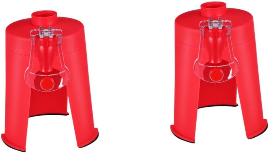 Hemoton 2pcs Creative Soda Drink Dispenser Stand with Faucet Red Food-grade Beverage Dispenser Keeps Carbonated Drinks Fresh Easy to Use with Bottles for Home and Parties