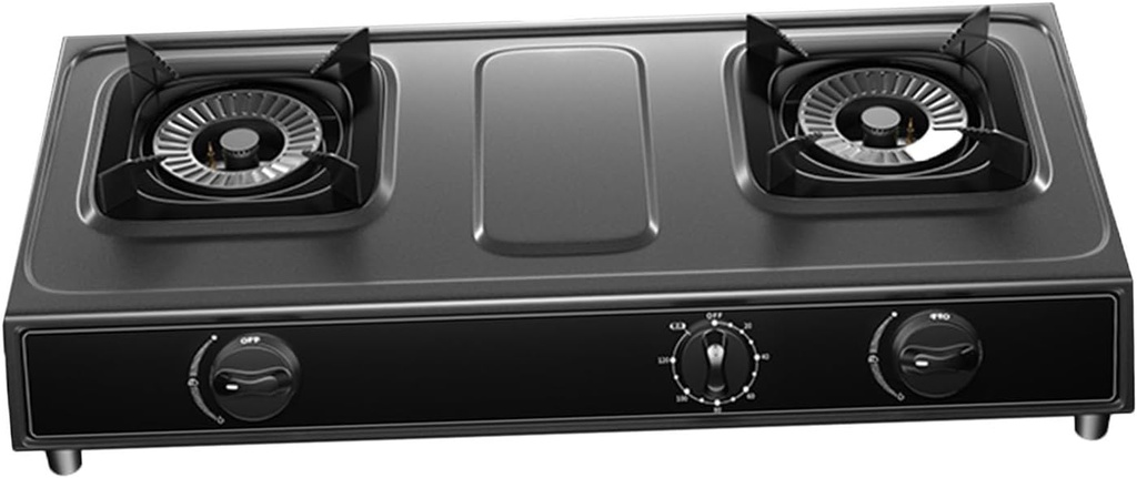 Gas Cooktop,17060 BTU Two Burner Stainless Steel Countertop Gas Hob Stovetop,Flameout Protected,Suitable for Home and Commercial Use (Size : LPG)
