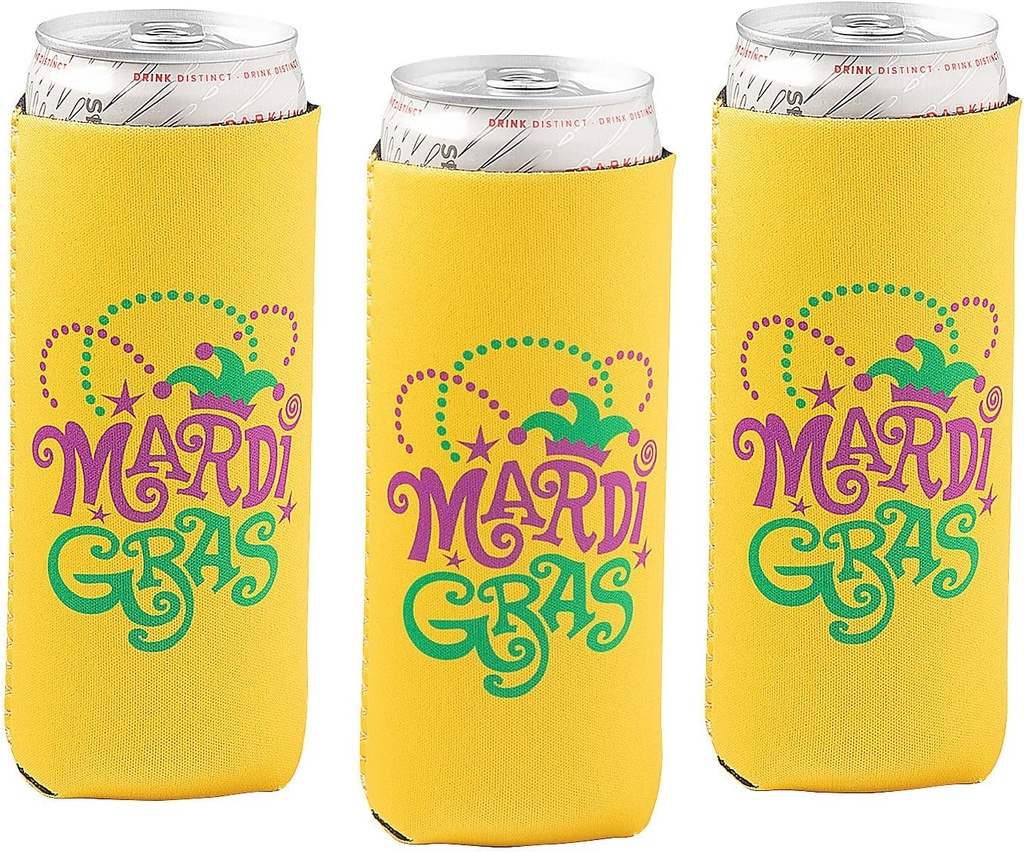 Premium Mardi Gras Slim Fit Can Coolers