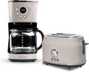 Haden 12 Cup Programmable Drip Coffee Maker Coffee Machine Bundled with Dorset 2 Slice Wide Slot Stainless Steel Toaster, Putty & Chrome