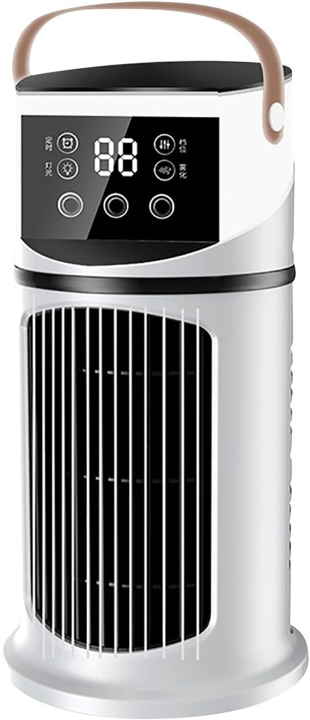 3-In-1 Evaporation Low Noise Portable AC Chill 2.0 USB Rechargeable 8H Timer 7 Modes Light Personal Air Conditioner Cooling Fan Windowless Cooler Mini Conditioners for Camping Bedroom Offiece (A)