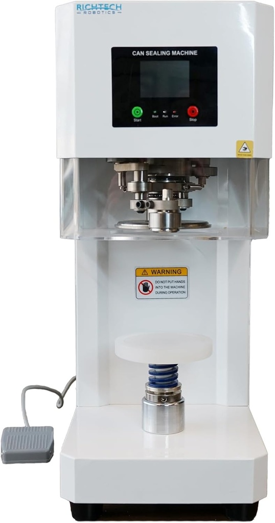 Hakka Automatic Can Sealing Machine, Commercial Soda Drink Can Sealer Machine for Plastic Aluminum Cans Adjustable Height, 4-10cm Caliber - White