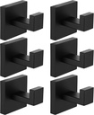 Nolimas Towel Hook Stainless Steel Bathroom Rustproof Clothes Towel Coat Hook Wall Mounted Square Toilet Kitchen, Heavy Duty Door Hanger Matte Black, 6 Pack
