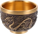Luxshiny Dragon and Phoenix Cup Antique Zinc Alloy Tea Cup Retro Chinese Style Decorative Teacup for Home Dining Coffee Juice and Tea