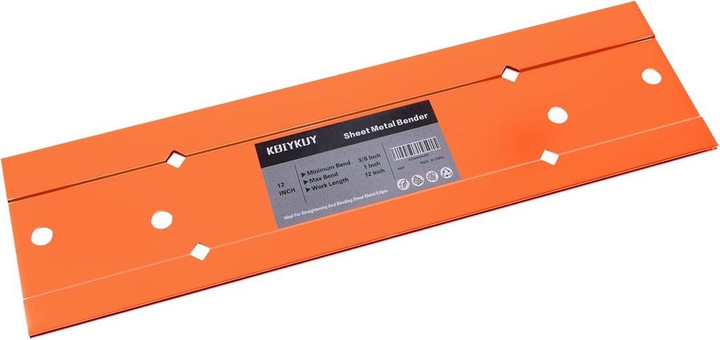 Sheet Metal Bender Folding Tool, 12 Inch Hand Seamer for HVAC Ductwork, Roofing & Metal Panels, 3/8" & 1" Fold Depth, Heavy Duty Steel Brake with High-Visibility Orange Finish