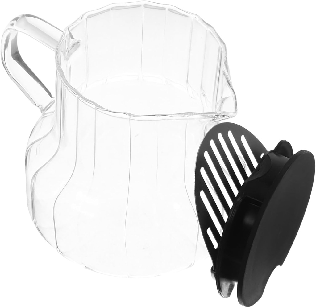 Sosoport Brewed Coffee Glass Server Pot Carafes Milk Pitcher Espresso Server Teapot Tea Steeper Pot Vertical Stripes Elegance in