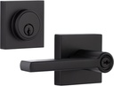Miseno MLK2022 Lorton Flat Bar Single Cylinder Keyed Entry Door Lever Set with Deadbolt - Matte Black