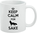 Keep Calm For Fox Sake Funny Ceramic Coffee Mug, Novelty Gift Mugs for Coffee, Tea and Hot Drinks, 11oz, White