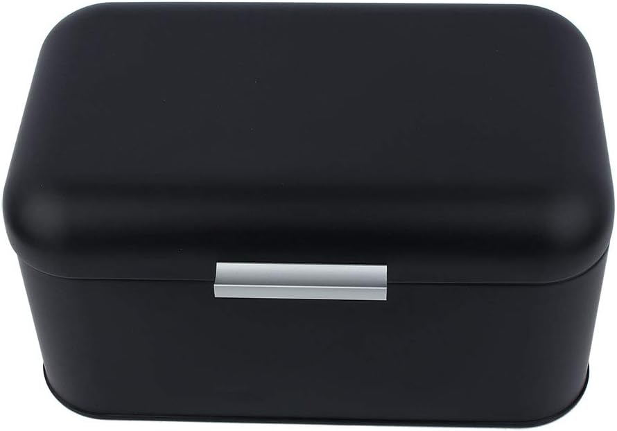 Metal Bread Bin, Black Large Capacity Retro Bread Keeper Farmhouse Bread Box with Lid for Kitchen Countertop Pantry Freezer