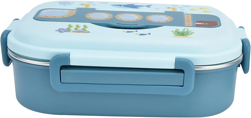 TOPINCN Lunch Box Divided Insulation Sealed with Cartoon Compartment Leakproof for Boxes Stainless Steel Lunch Boxes (Blue)