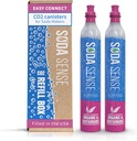 Soda Sense Easy Connect 60L CO2 Exchange Canister – 2 Pack, Replacement for Quick Connect Cylinder – Compatible with SodaStream PINK Snap-On Machines ONLY, Including ART, TERRA, ENSO & DUO