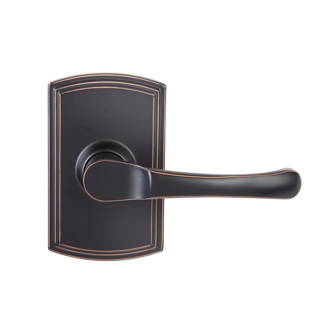 Delaney Callan Hardware Artino Passage Door Handle, Fits Doors 1-3/8 to 1-3/4 in. Thick, Edged Oil Rubbed Bronze – Reversible Left/Right-Handed Hallway, Closet Door Lever with Latch–Easy to Install