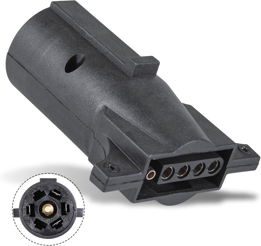 ONLINE LED STORE True Mods 7-Way Blade to 5-Way Flat Trailer Adapter [Nickel-Plated Copper Terminals] [Rugged Nylon Housing] [Compact Design] 7-pin to 5-pin Trailer Wiring Plug Adapter