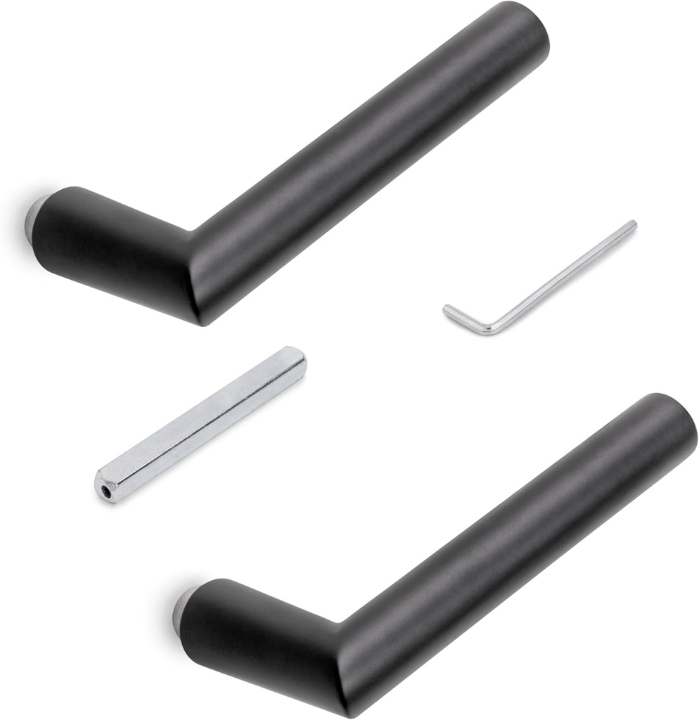 Emuca - Internal Door Handles for Glass Doors Locks, L-R Model, Alluminium, Black Finish