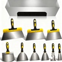 Qivine 10Pcs Drywall Knife Set, Stainless Steel Putty Knife Set, High Quality Drywall Taping Tools, Sheetrock Tools with Handles 12'' Mud Pan for Dry Wall Work