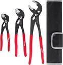 3piece Water Pump Pliers Set 8/10/12 inch Groove Joint Pliers Set Non-Slip Grip Precision Clamping Plumbing Lock Plier for Repairs Quick Release Adjustable Plier Set