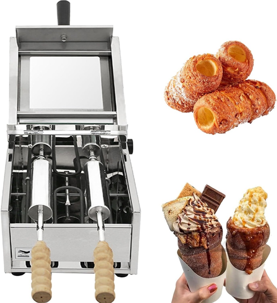 1500W Chimney Cake Oven,Electric Commercial Chimney Bread Roll Grill Maker,Chimney Cake Making Machine,Ice Cream Cone Grill Maker