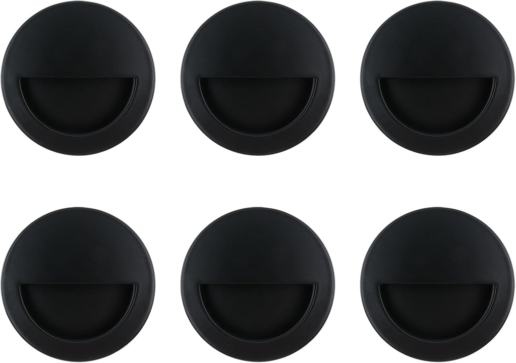 Crapyt Hidden Concealed Recessed Door Pull Handles, 304 Stainless Steel Round Flush Pocket Handles with Screws for Sliding Doors, Warehouse or Cabinet, 6 Pcs Black 2.75"